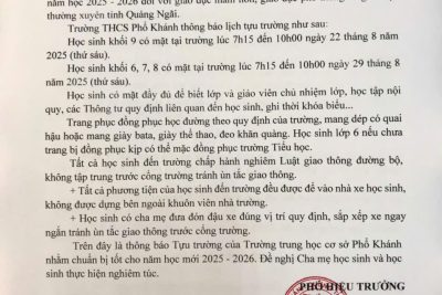 Thông báo tựu trường